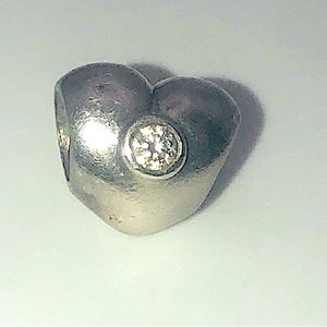 PANDORA Silver Puffy Heart Charm Clear CZ S925 ALE 790134 Retired